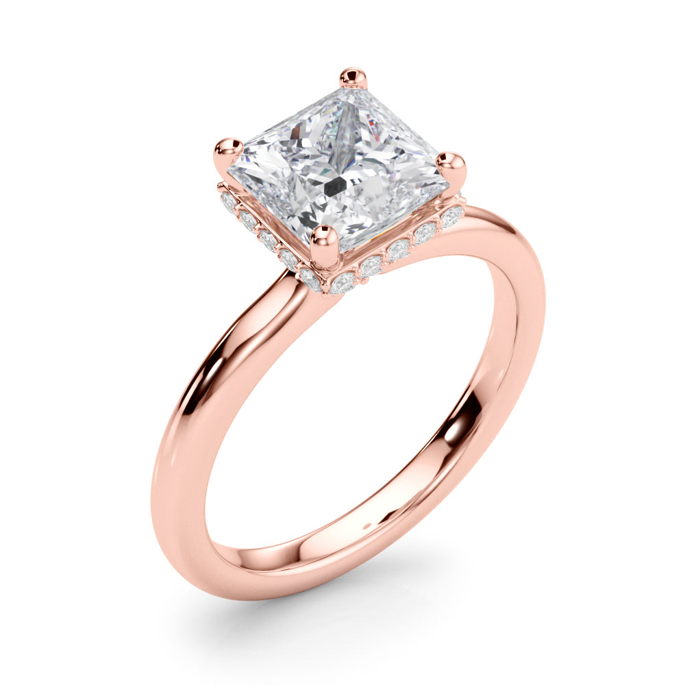 Princess Cut Hidden Halo Lab Grown Diamond Engagement Ring - VS1 D/E/F | 14K & 18K Gold | 14K Yellow Gold | Princess Cut Lab Diamond | Picasso Gold & Diamond Chicago