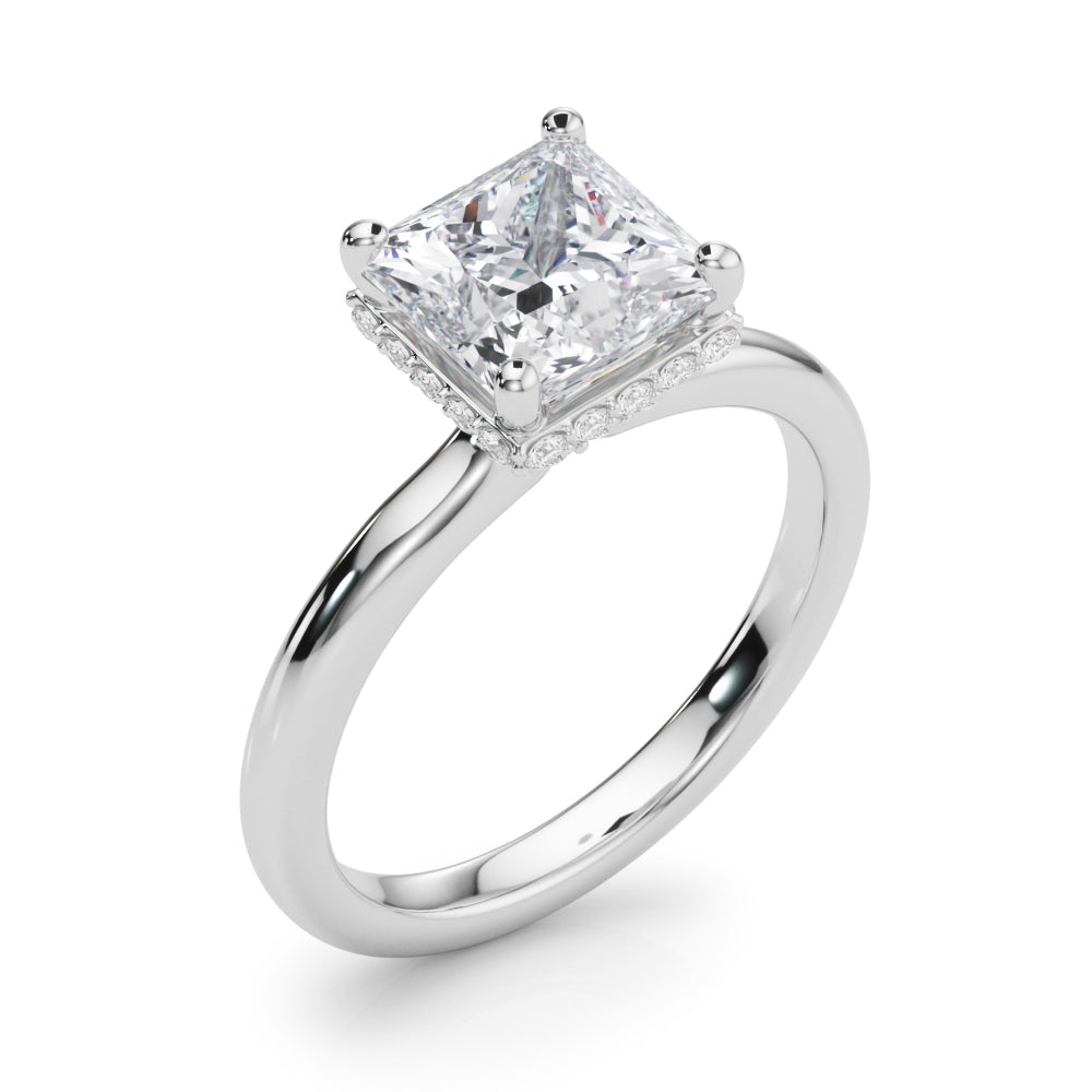 Princess Cut Hidden Halo Lab Grown Diamond Engagement Ring - VS1 D/E/F | 14K & 18K Gold | 14K Yellow Gold | Princess Cut Lab Diamond | Picasso Gold & Diamond Chicago