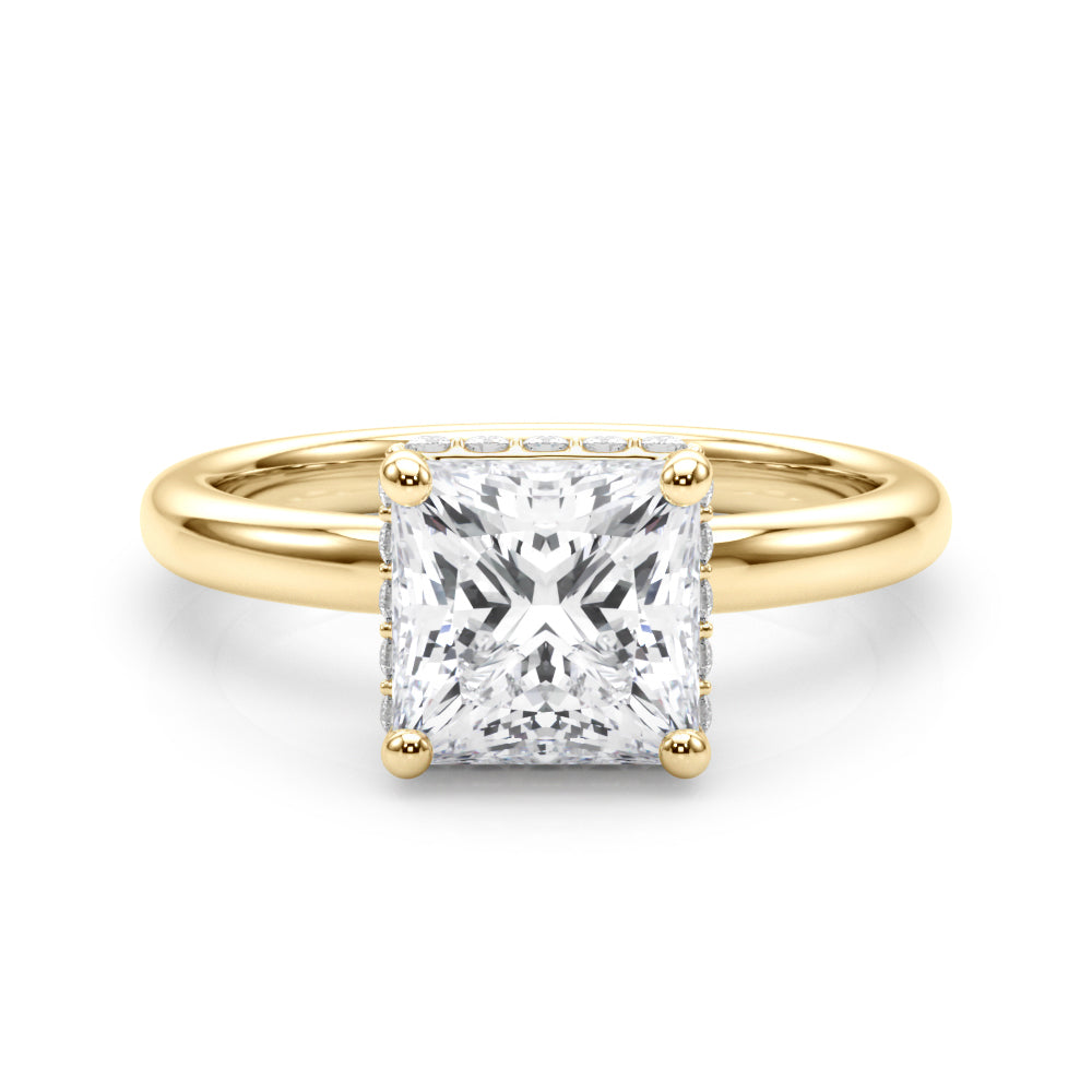 Princess Cut Hidden Halo Lab Grown Diamond Engagement Ring - VS1 D/E/F | 14K & 18K Gold | 14K Yellow Gold | Princess Cut Lab Diamond | Picasso Gold & Diamond Chicago