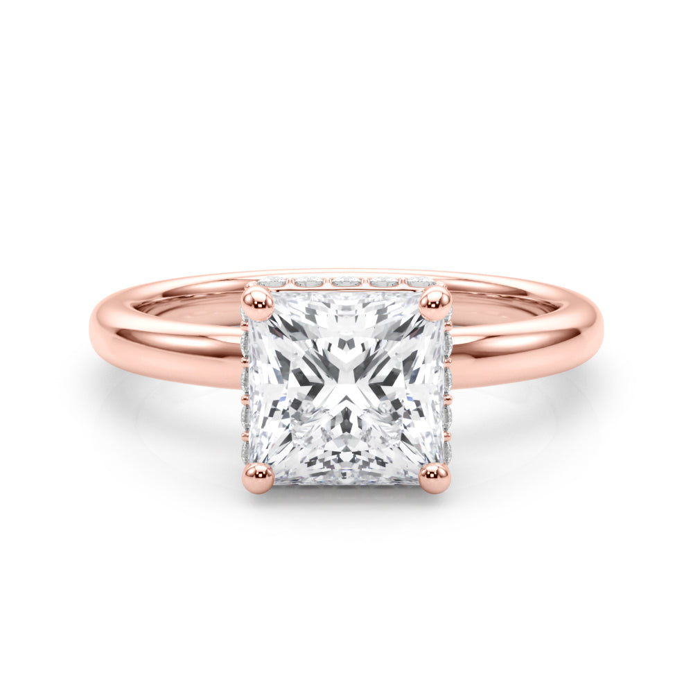 Princess Cut Hidden Halo Lab Grown Diamond Engagement Ring - VS1 D/E/F | 14K & 18K Gold | 14K Yellow Gold | Princess Cut Lab Diamond | Picasso Gold & Diamond Chicago