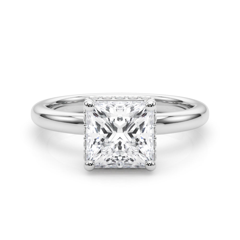 Princess Cut Hidden Halo Lab Grown Diamond Engagement Ring - VS1 D/E/F | 14K & 18K Gold | 14K Rose Gold | Princess Cut Lab Diamond | Picasso Gold & Diamond Chicago