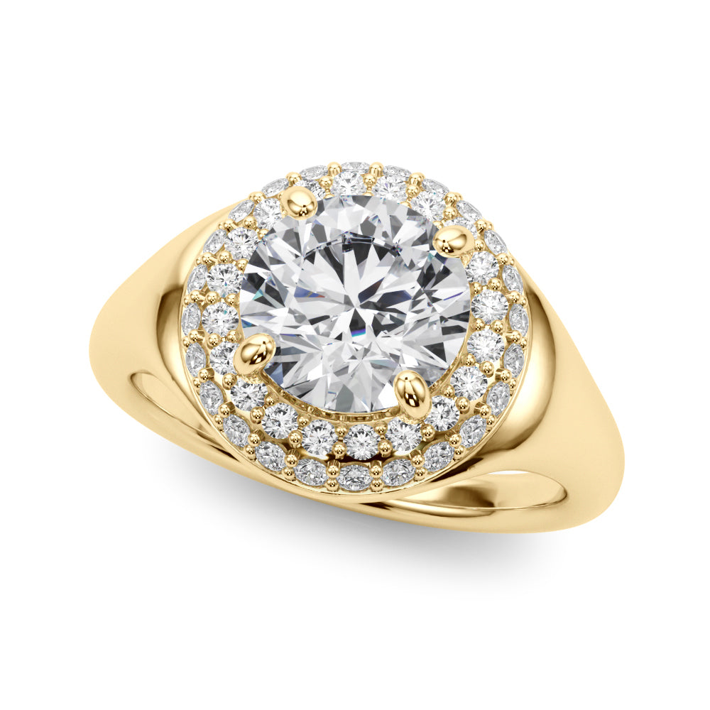 Round Halo Lab Grown Diamond Engagement Ring - VS1 D/E/F | 14K & 18K Gold | 14K White Gold | Round Lab Diamond | Picasso Gold & Diamond Chicago