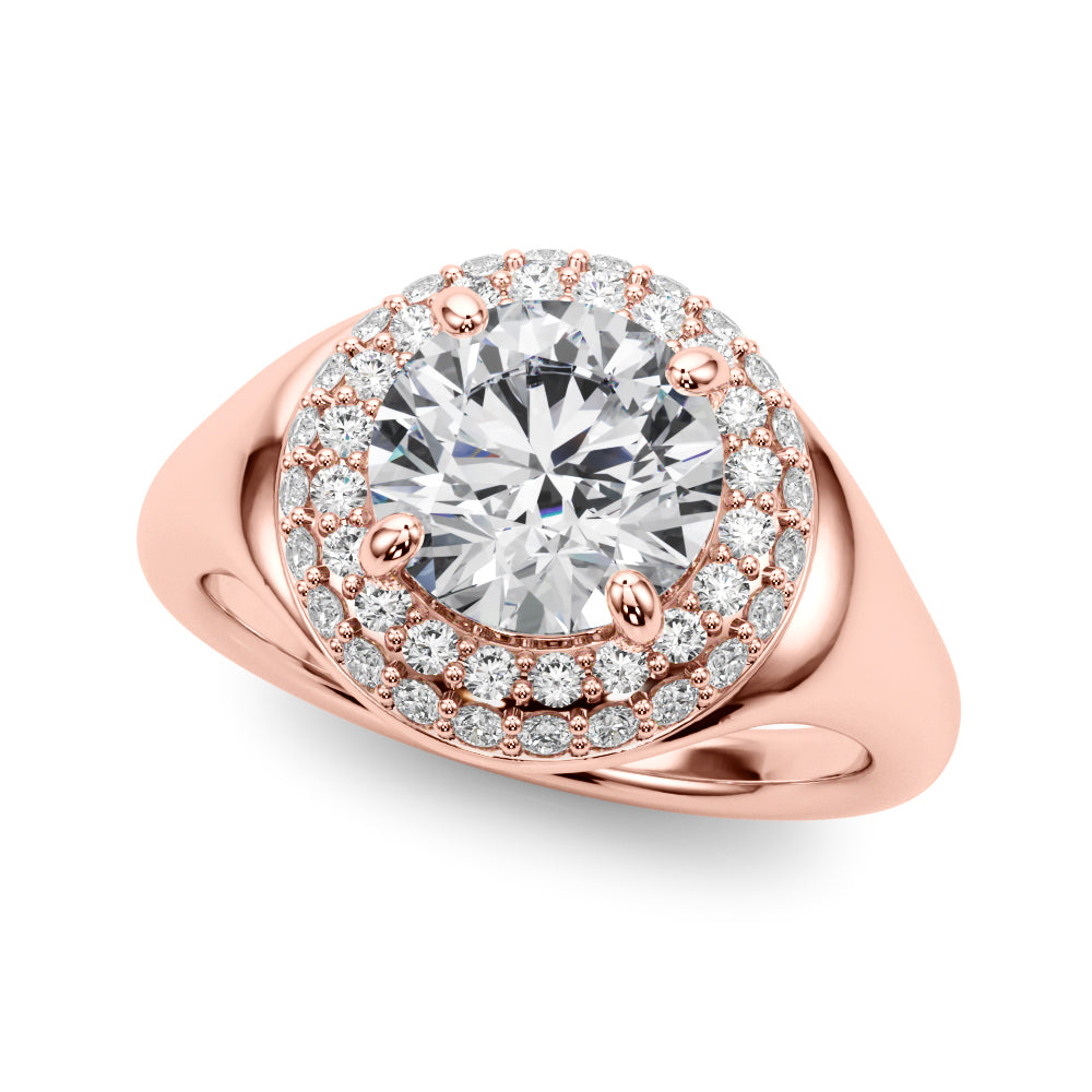 Round Halo Lab Grown Diamond Engagement Ring - VS1 D/E/F | 14K & 18K Gold | 14K White Gold | Round Lab Diamond | Picasso Gold & Diamond Chicago