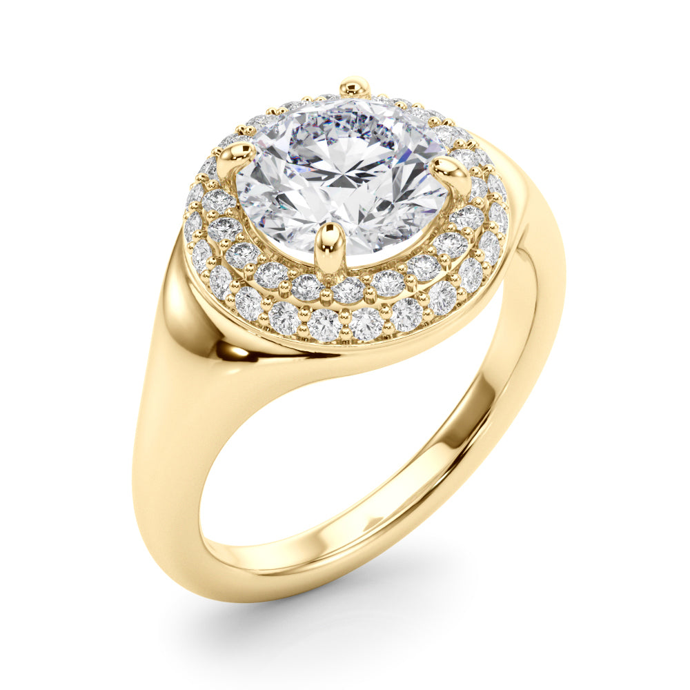 Round Halo Lab Grown Diamond Engagement Ring - VS1 D/E/F | 14K & 18K Gold | 14K White Gold | Round Lab Diamond | Picasso Gold & Diamond Chicago