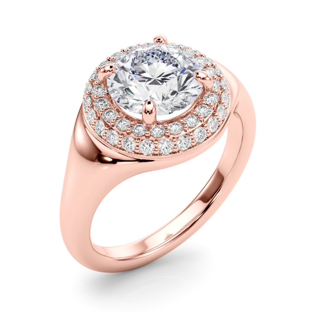 Round Halo Lab Grown Diamond Engagement Ring - VS1 D/E/F | 14K & 18K Gold | 14K Yellow Gold | Round Lab Diamond | Picasso Gold & Diamond Chicago