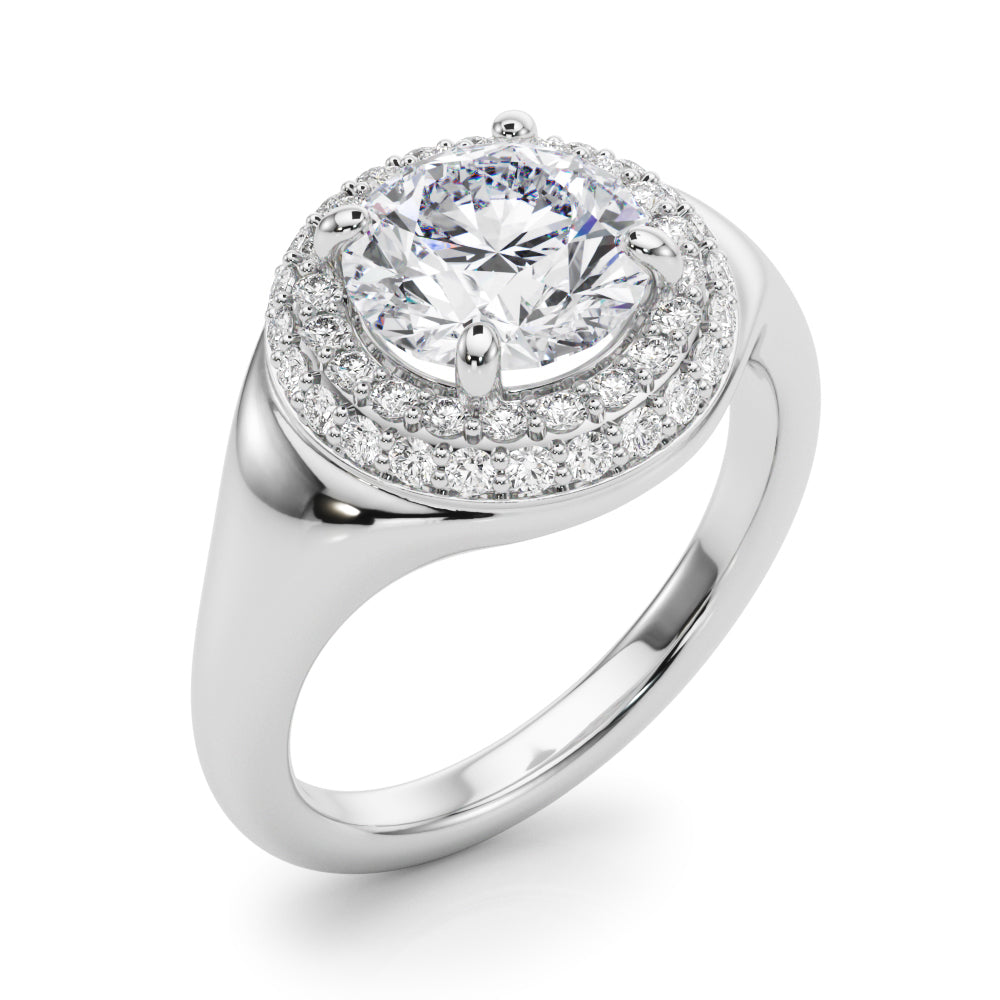 Round Halo Lab Grown Diamond Engagement Ring - VS1 D/E/F | 14K & 18K Gold | 14K Yellow Gold | Round Lab Diamond | Picasso Gold & Diamond Chicago