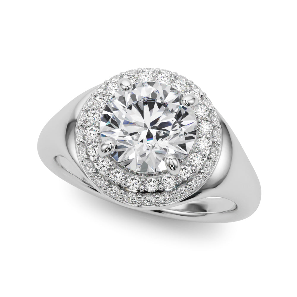 Round Halo Lab Grown Diamond Engagement Ring - VS1 D/E/F | 14K & 18K Gold | 14K White Gold | Round Lab Diamond | Picasso Gold & Diamond Chicago