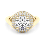Round Halo Lab Grown Diamond Engagement Ring - VS1 D/E/F | 14K & 18K Gold | 14K Yellow Gold | Round Lab Diamond | Picasso Gold & Diamond Chicago