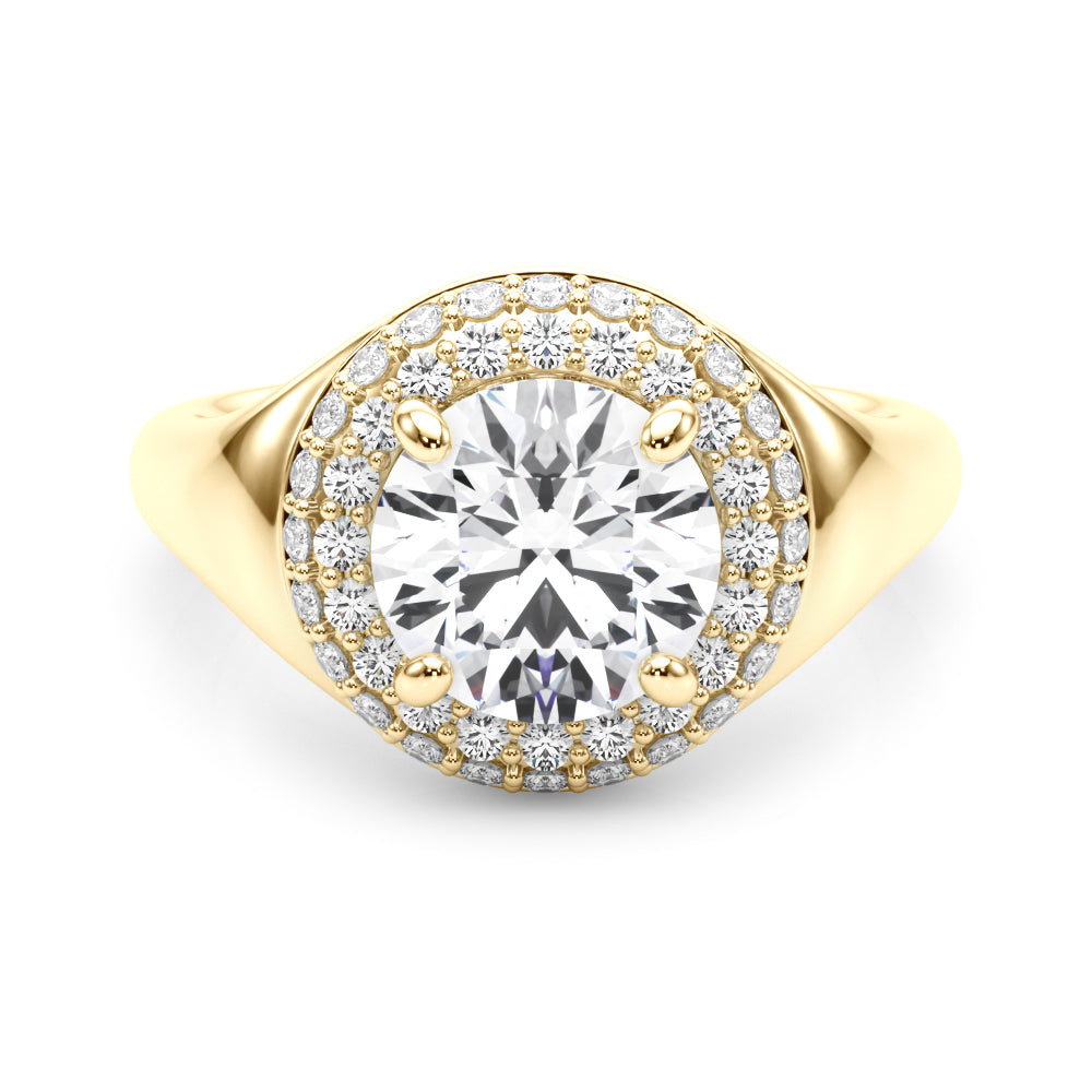 Round Halo Lab Grown Diamond Engagement Ring - VS1 D/E/F | 14K & 18K Gold | 14K Yellow Gold | Round Lab Diamond | Picasso Gold & Diamond Chicago