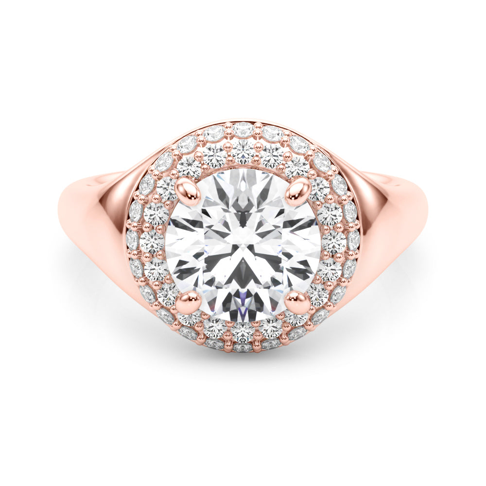 Round Halo Lab Grown Diamond Engagement Ring - VS1 D/E/F | 14K & 18K Gold | 14K Yellow Gold | Round Lab Diamond | Picasso Gold & Diamond Chicago