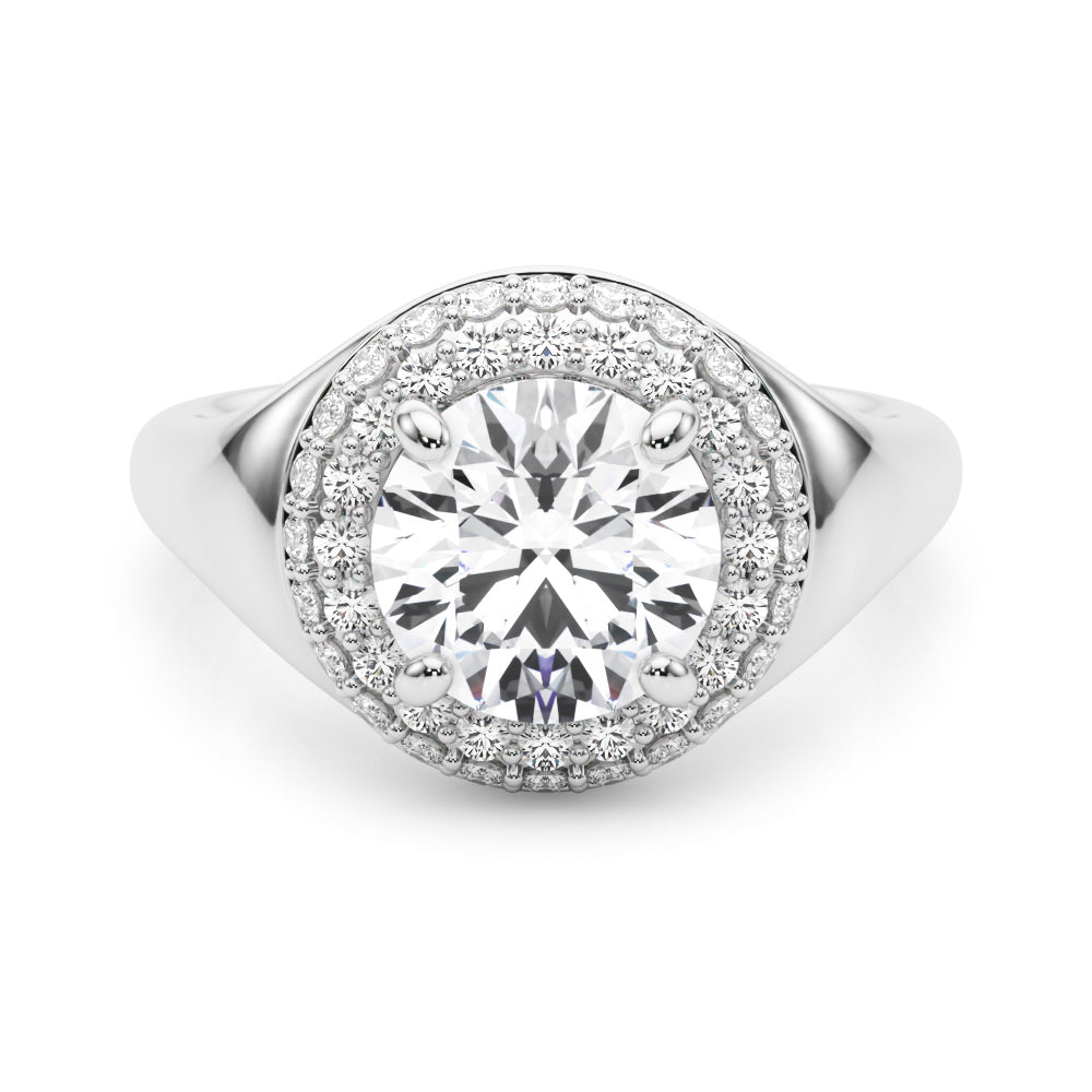 Round Halo Lab Grown Diamond Engagement Ring - VS1 D/E/F | 14K & 18K Gold | 14K Rose Gold | Round Lab Diamond | Picasso Gold & Diamond Chicago
