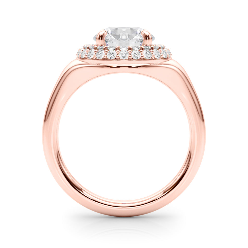 Round Halo Lab Grown Diamond Engagement Ring - VS1 D/E/F | 14K & 18K Gold | 14K Rose Gold | Round Lab Diamond | Picasso Gold & Diamond Chicago