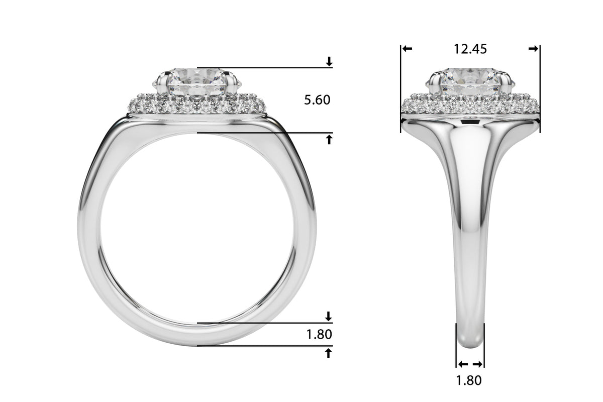 Round Halo Lab Grown Diamond Engagement Ring - VS1 D/E/F | 14K & 18K Gold | 18K White Gold | Round Lab Diamond | Picasso Gold & Diamond Chicago
