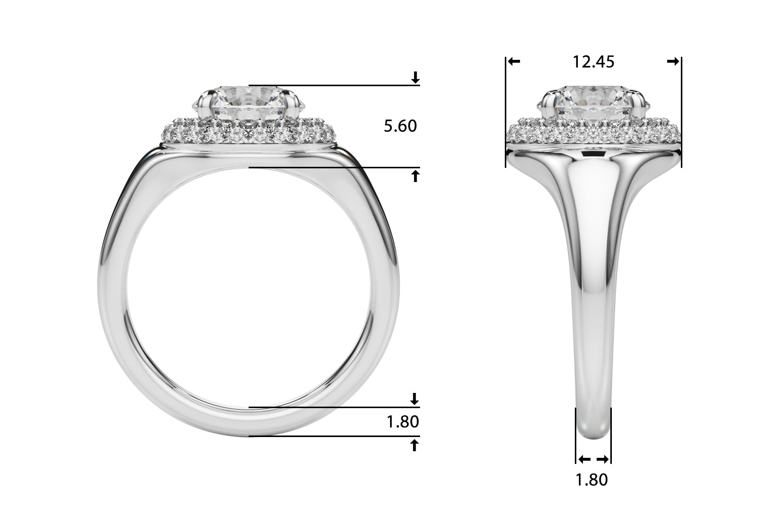 Round Halo Lab Grown Diamond Engagement Ring - VS1 D/E/F | 14K & 18K Gold | 18K White Gold | Round Lab Diamond | Picasso Gold & Diamond Chicago