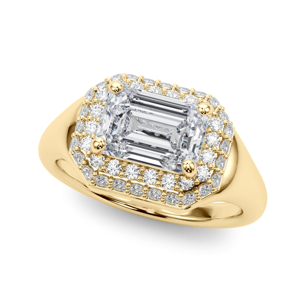 Emerald Cut Halo Lab Grown Diamond Engagement Ring - VS1 D/E/F | 14K & 18K Gold | 14K White Gold | Emerald Cut Lab Diamond | Picasso Gold & Diamond Chicago