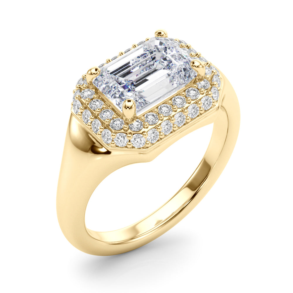 Emerald Cut Halo Lab Grown Diamond Engagement Ring - VS1 D/E/F | 14K & 18K Gold | 14K White Gold | Emerald Cut Lab Diamond | Picasso Gold & Diamond Chicago