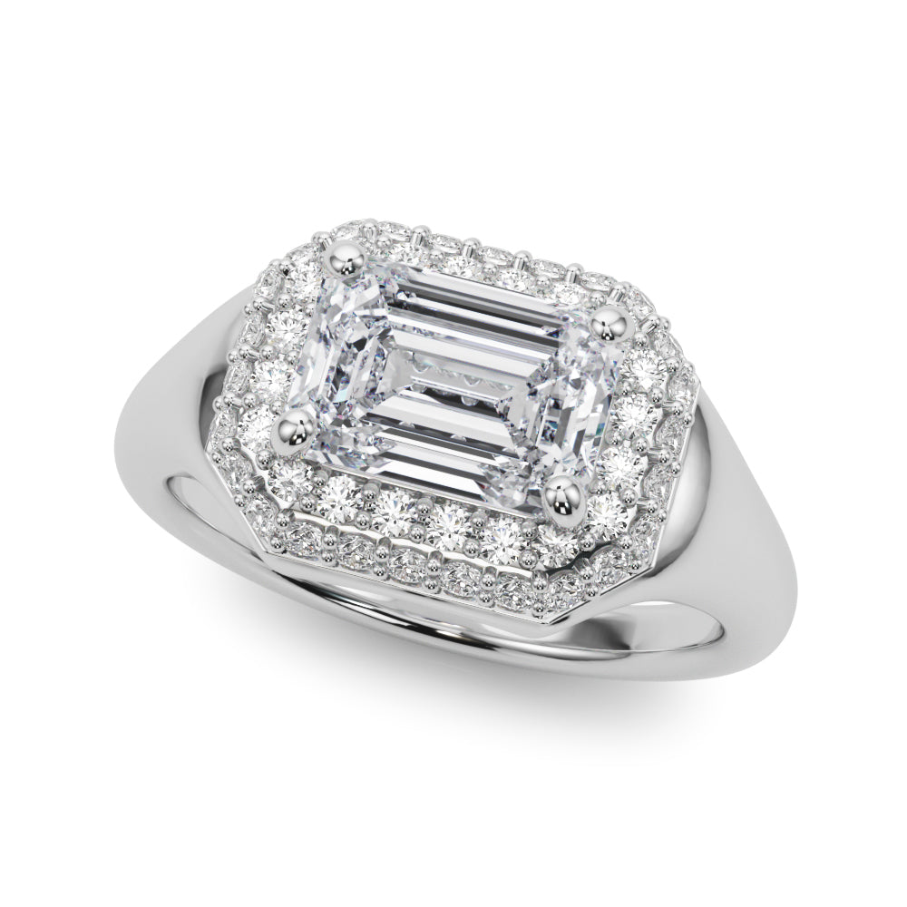 Emerald Cut Halo Lab Grown Diamond Engagement Ring - VS1 D/E/F | 14K & 18K Gold | 14K White Gold | Emerald Cut Lab Diamond | Picasso Gold & Diamond Chicago