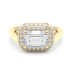 Emerald Cut Halo Lab Grown Diamond Engagement Ring - VS1 D/E/F | 14K & 18K Gold | 14K Yellow Gold | Emerald Cut Lab Diamond | Picasso Gold & Diamond Chicago