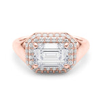 Emerald Cut Halo Lab Grown Diamond Engagement Ring - VS1 D/E/F | 14K & 18K Gold | 14K Yellow Gold | Emerald Cut Lab Diamond | Picasso Gold & Diamond Chicago