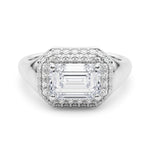 Emerald Cut Halo Lab Grown Diamond Engagement Ring - VS1 D/E/F | 14K & 18K Gold | 14K Rose Gold | Emerald Cut Lab Diamond | Picasso Gold & Diamond Chicago