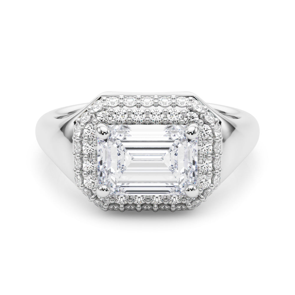 Emerald Cut Halo Lab Grown Diamond Engagement Ring - VS1 D/E/F | 14K & 18K Gold | 14K Rose Gold | Emerald Cut Lab Diamond | Picasso Gold & Diamond Chicago