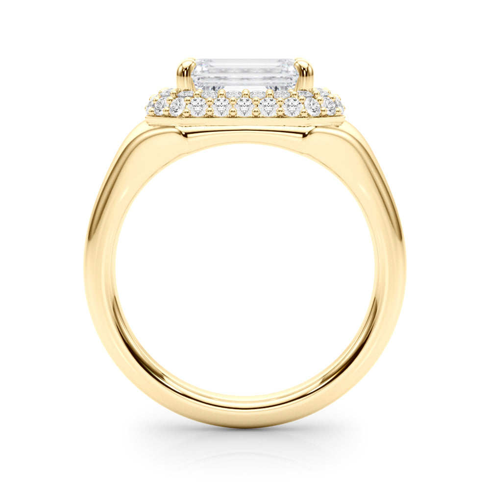 Emerald Cut Halo Lab Grown Diamond Engagement Ring - VS1 D/E/F | 14K & 18K Gold | 14K Rose Gold | Emerald Cut Lab Diamond | Picasso Gold & Diamond Chicago
