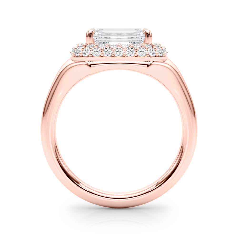 Emerald Cut Halo Lab Grown Diamond Engagement Ring - VS1 D/E/F | 14K & 18K Gold | 14K Rose Gold | Emerald Cut Lab Diamond | Picasso Gold & Diamond Chicago