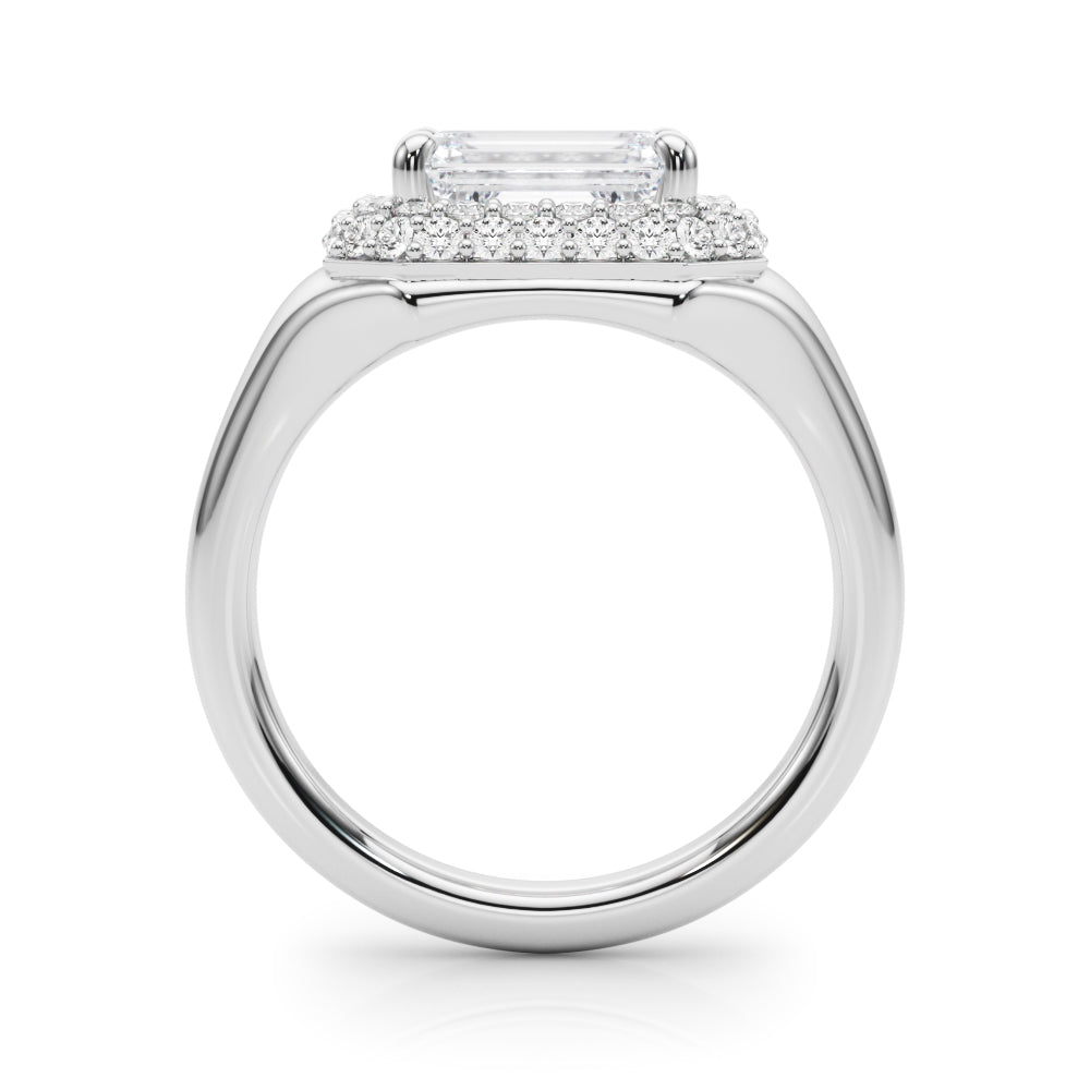 Emerald Cut Halo Lab Grown Diamond Engagement Ring - VS1 D/E/F | 14K & 18K Gold | 14K Rose Gold | Emerald Cut Lab Diamond | Picasso Gold & Diamond Chicago