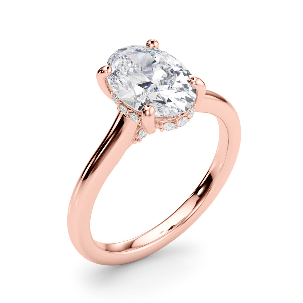 Oval Hidden Halo Lab Grown Diamond Engagement Ring - VS1 D/E/F | 14K & 18K Gold | 14K Yellow Gold | Oval Lab Diamond | Picasso Gold & Diamond Chicago