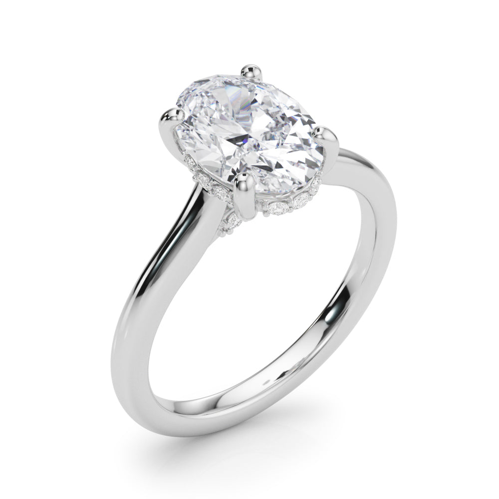 Oval Hidden Halo Lab Grown Diamond Engagement Ring - VS1 D/E/F | 14K & 18K Gold | 14K Yellow Gold | Oval Lab Diamond | Picasso Gold & Diamond Chicago