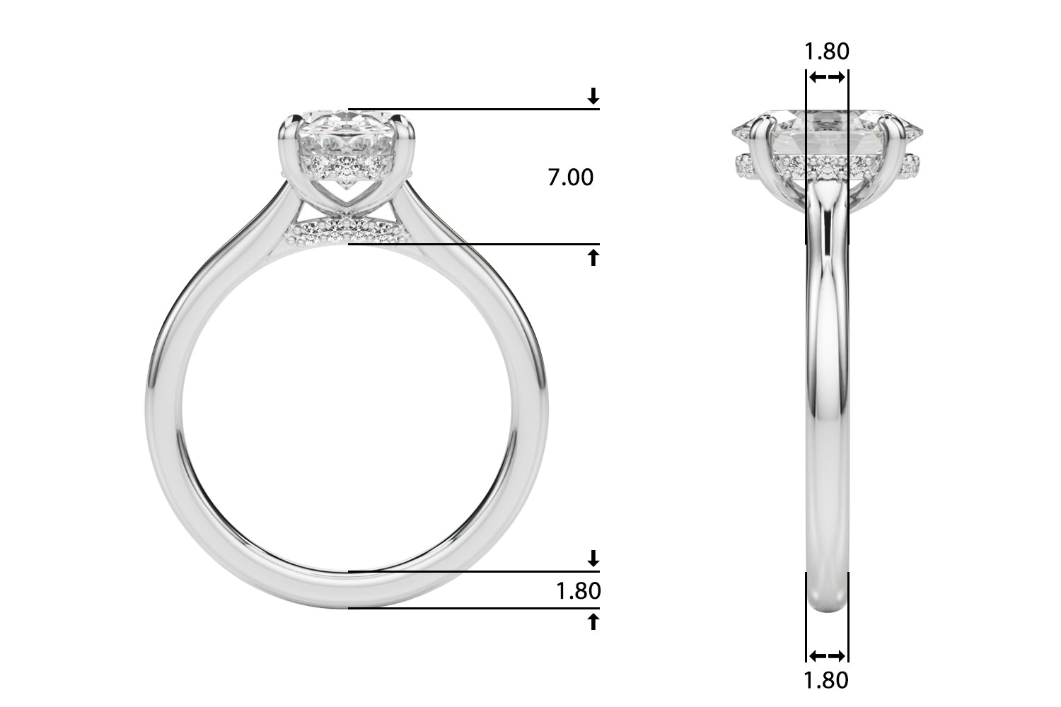 Oval Hidden Halo Lab Grown Diamond Engagement Ring - VS1 D/E/F | 14K & 18K Gold | 18K White Gold | Oval Lab Diamond | Picasso Gold & Diamond Chicago