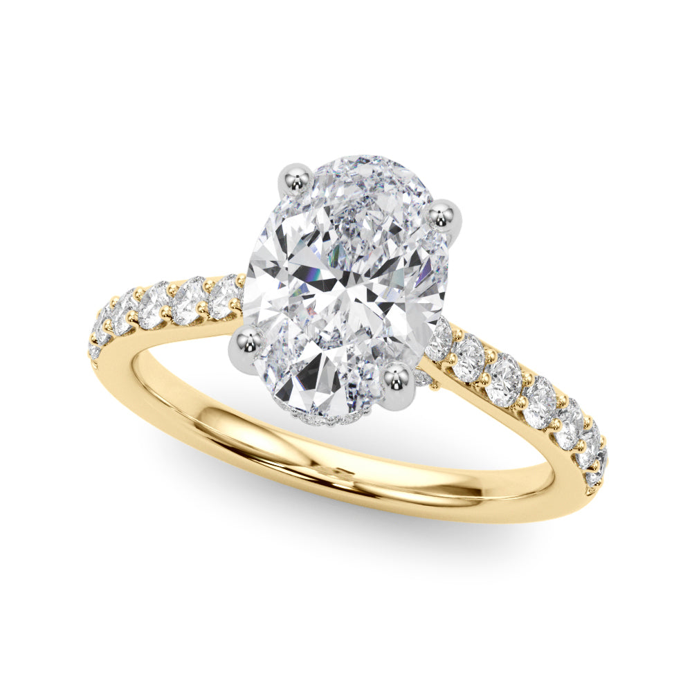 Oval Hidden Halo Lab Grown Diamond Engagement Ring - VS1 D/E/F | 14K & 18K Gold | 14K White Gold | Oval Lab Diamond | Picasso Gold & Diamond Chicago