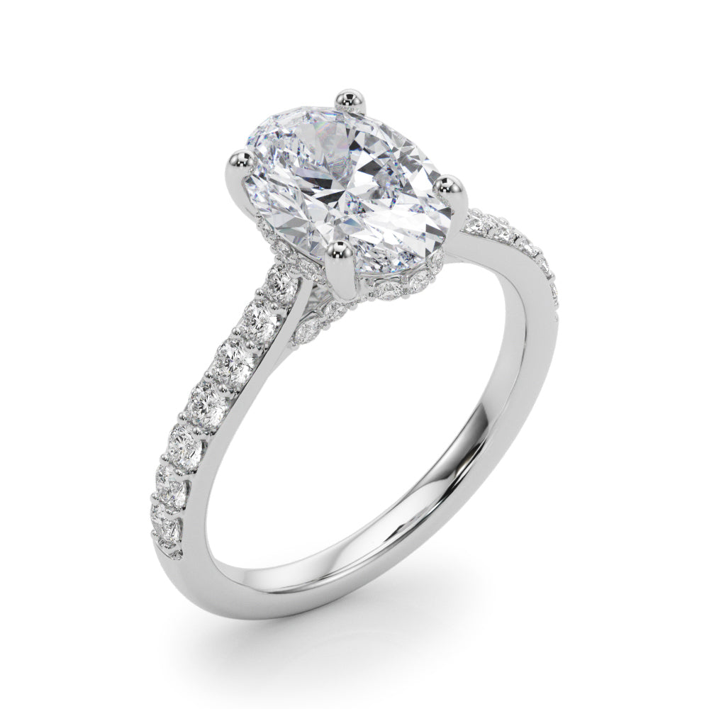 Oval Hidden Halo Lab Grown Diamond Engagement Ring - VS1 D/E/F | 14K & 18K Gold | 14K Yellow Gold | Oval Lab Diamond | Picasso Gold & Diamond Chicago