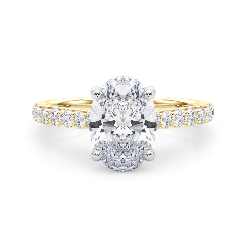 Oval Hidden Halo Lab Grown Diamond Engagement Ring - VS1 D/E/F | 14K & 18K Gold | 14K Yellow Gold | Oval Lab Diamond | Picasso Gold & Diamond Chicago