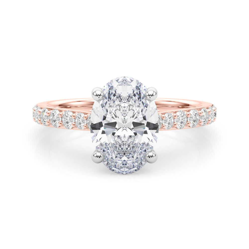 Oval Hidden Halo Lab Grown Diamond Engagement Ring - VS1 D/E/F | 14K & 18K Gold | 14K Yellow Gold | Oval Lab Diamond | Picasso Gold & Diamond Chicago