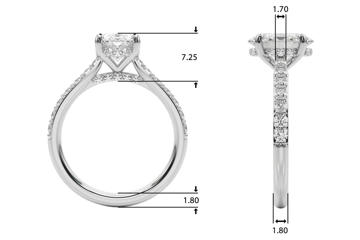 Oval Hidden Halo Lab Grown Diamond Engagement Ring - VS1 D/E/F | 14K & 18K Gold | 18K White Gold | Oval Lab Diamond | Picasso Gold & Diamond Chicago
