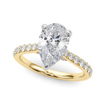 Pear Shape Hidden Halo Lab Grown Diamond Engagement Ring - VS1 D/E/F | 14K & 18K Gold | 14K White Gold | Pear Shape Lab Diamond | Picasso Gold & Diamond Chicago