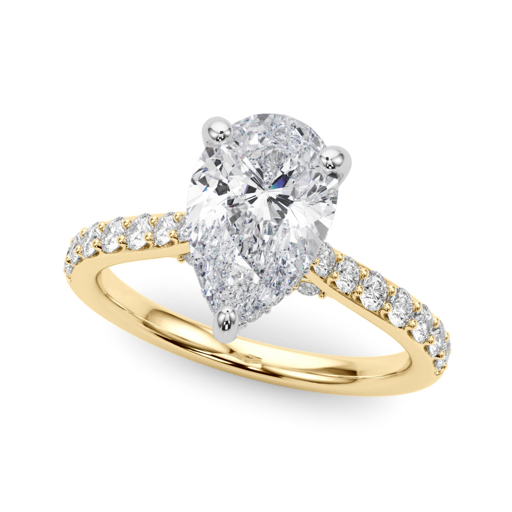 Pear Shape Hidden Halo Lab Grown Diamond Engagement Ring - VS1 D/E/F | 14K & 18K Gold | 14K White Gold | Pear Shape Lab Diamond | Picasso Gold & Diamond Chicago