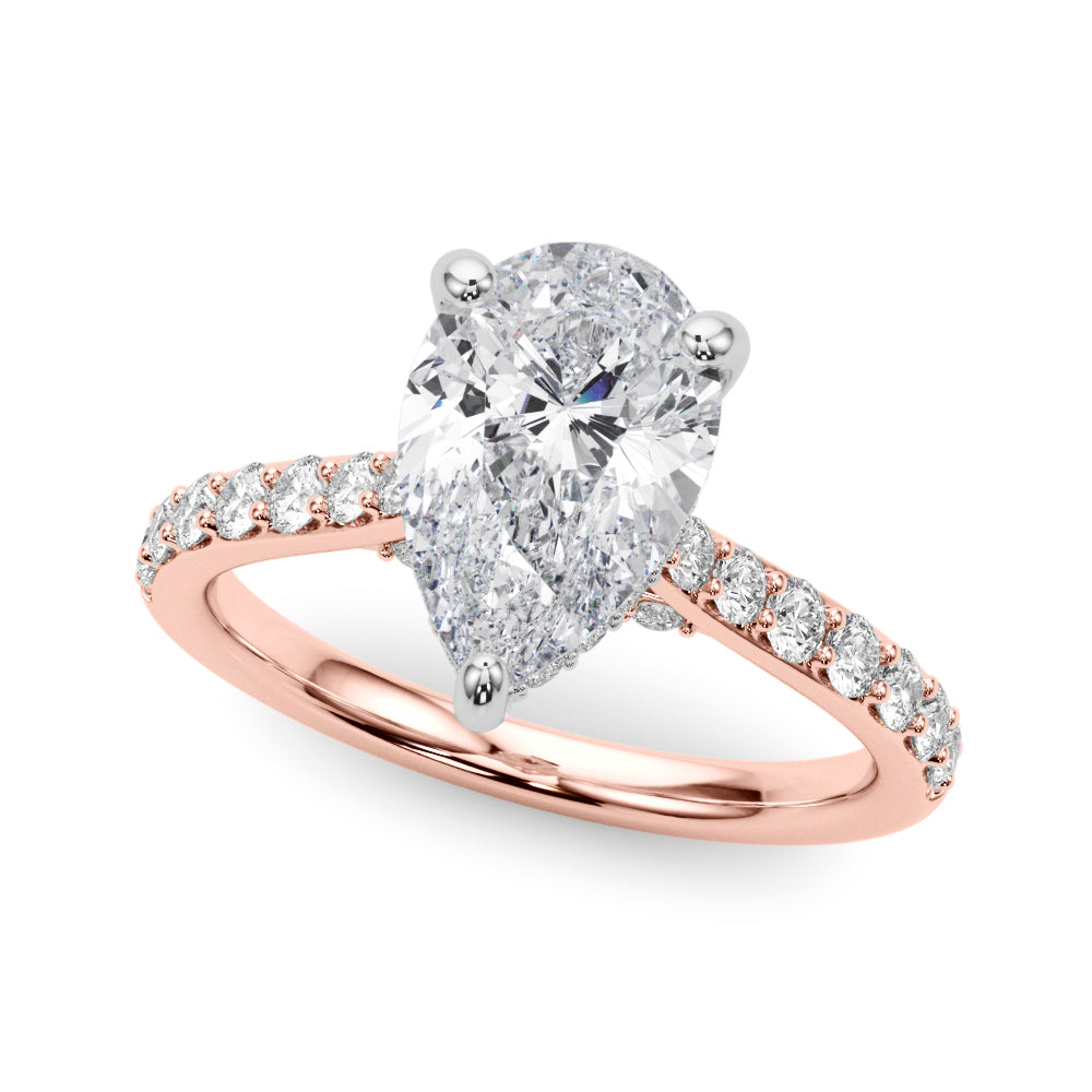 Pear Shape Hidden Halo Lab Grown Diamond Engagement Ring - VS1 D/E/F | 14K & 18K Gold | 14K White Gold | Pear Shape Lab Diamond | Picasso Gold & Diamond Chicago