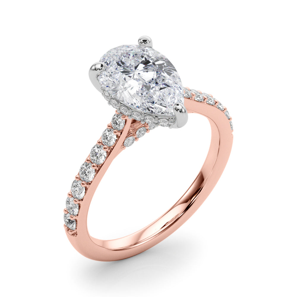 Pear Shape Hidden Halo Lab Grown Diamond Engagement Ring - VS1 D/E/F | 14K & 18K Gold | 14K Yellow Gold | Pear Shape Lab Diamond | Picasso Gold & Diamond Chicago