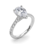 Pear Shape Hidden Halo Lab Grown Diamond Engagement Ring - VS1 D/E/F | 14K & 18K Gold | 14K Yellow Gold | Pear Shape Lab Diamond | Picasso Gold & Diamond Chicago