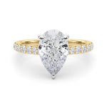 Pear Shape Hidden Halo Lab Grown Diamond Engagement Ring - VS1 D/E/F | 14K & 18K Gold | 14K Yellow Gold | Pear Shape Lab Diamond | Picasso Gold & Diamond Chicago
