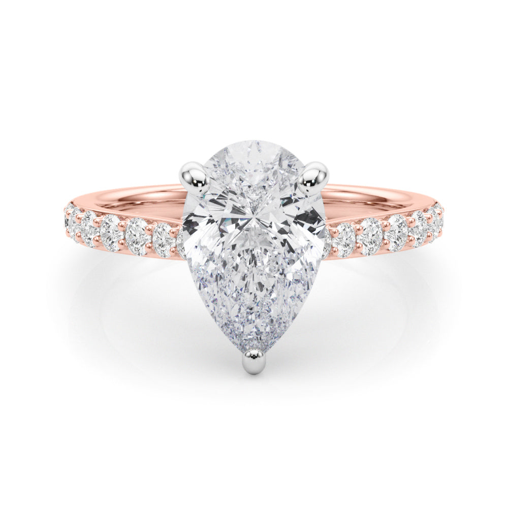 Pear Shape Hidden Halo Lab Grown Diamond Engagement Ring - VS1 D/E/F | 14K & 18K Gold | 14K Yellow Gold | Pear Shape Lab Diamond | Picasso Gold & Diamond Chicago