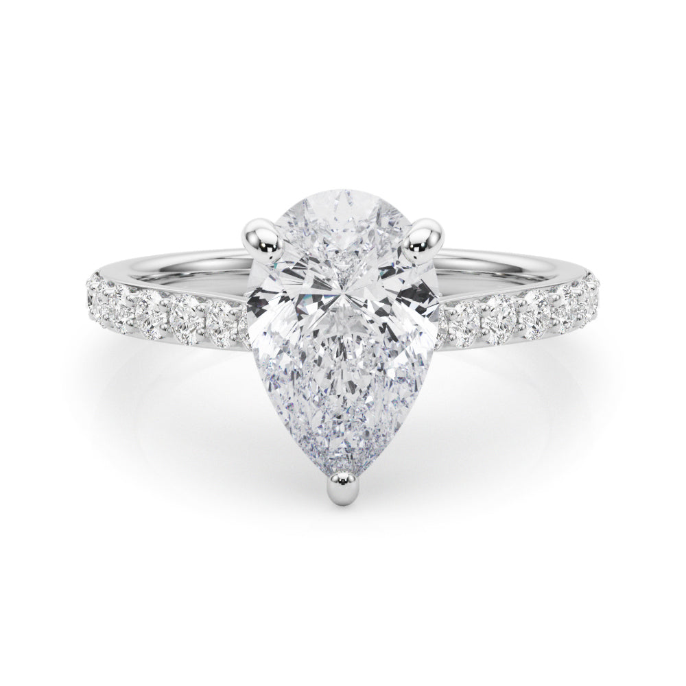Pear Shape Hidden Halo Lab Grown Diamond Engagement Ring - VS1 D/E/F | 14K & 18K Gold | 14K Rose Gold | Pear Shape Lab Diamond | Picasso Gold & Diamond Chicago