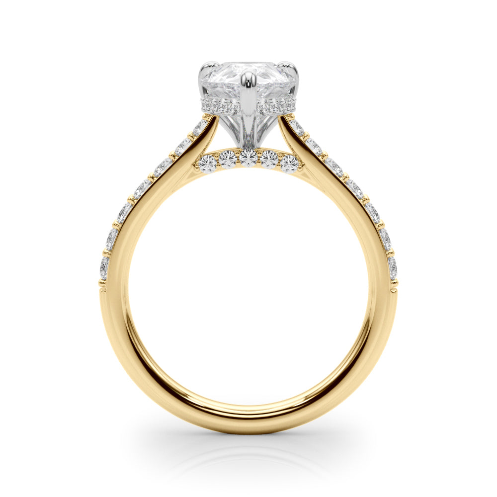 Pear Shape Hidden Halo Lab Grown Diamond Engagement Ring - VS1 D/E/F | 14K & 18K Gold | 14K Rose Gold | Pear Shape Lab Diamond | Picasso Gold & Diamond Chicago