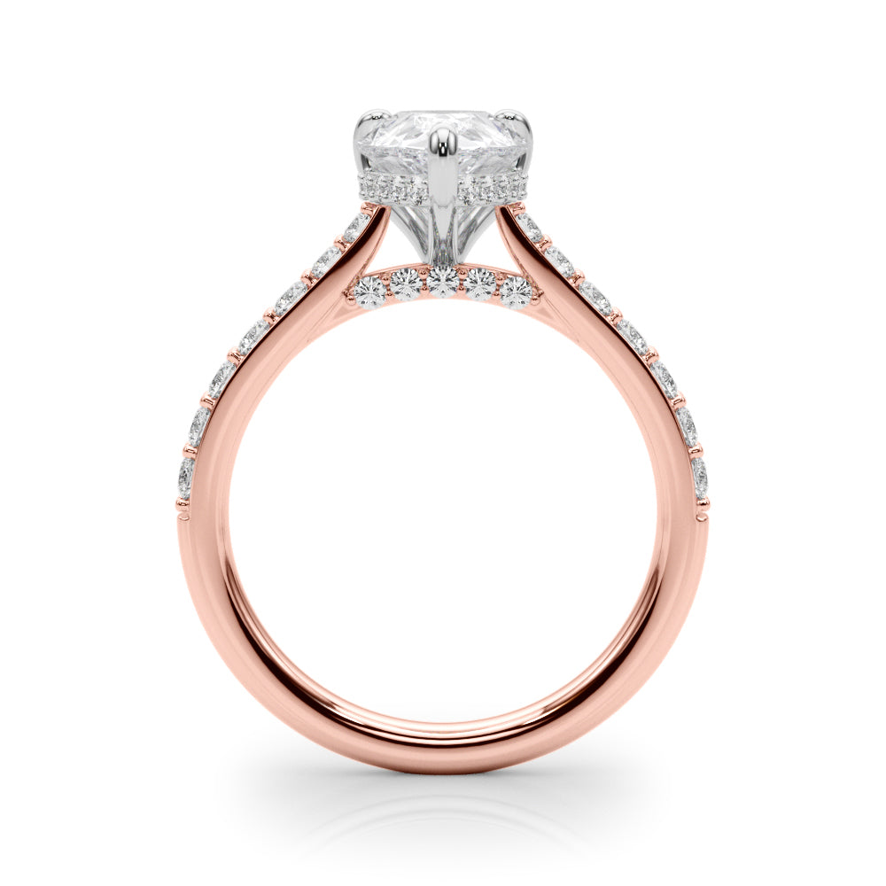 Pear Shape Hidden Halo Lab Grown Diamond Engagement Ring - VS1 D/E/F | 14K & 18K Gold | 14K Rose Gold | Pear Shape Lab Diamond | Picasso Gold & Diamond Chicago