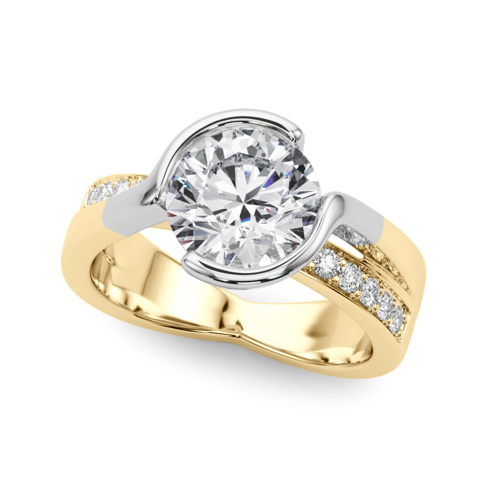 Round Bypass Lab Grown Diamond Engagement Ring - VS1 D/E/F | 14K & 18K Gold | 14K White Gold | Round Lab Diamond | Picasso Gold & Diamond Chicago