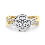 Round Bypass Lab Grown Diamond Engagement Ring - VS1 D/E/F | 14K & 18K Gold | 14K Yellow Gold | Round Lab Diamond | Picasso Gold & Diamond Chicago