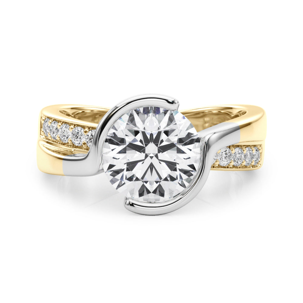 Round Bypass Lab Grown Diamond Engagement Ring - VS1 D/E/F | 14K & 18K Gold | 14K Yellow Gold | Round Lab Diamond | Picasso Gold & Diamond Chicago