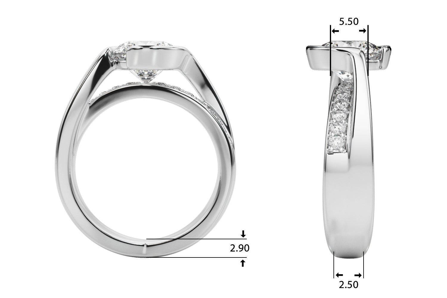 Round Bypass Lab Grown Diamond Engagement Ring - VS1 D/E/F | 14K & 18K Gold | 18K White Gold | Round Lab Diamond | Picasso Gold & Diamond Chicago